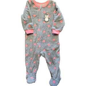 Gray and Pink Kids One Piece with Penguin Design